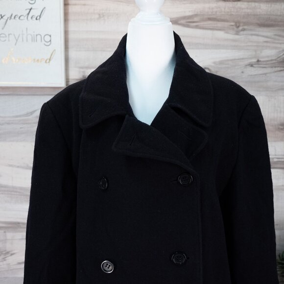 Donnybrook Coat Womens Black Wool Blend Peacoat Double Breasted - Picture 2 of 5